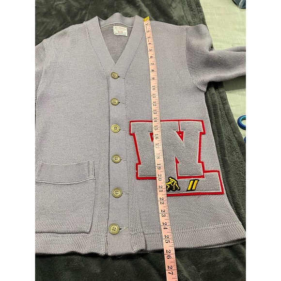 VTG McMillan Sans Knit Varsity Sweater Cardigan Worsted Wool Wrestling Grandpa - Picture 9 of 12